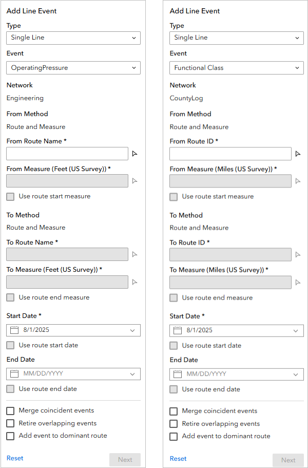 The Add Line Event widget panel The Add Line Event widget panel