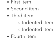 Example of an unordered list Example of an unordered list